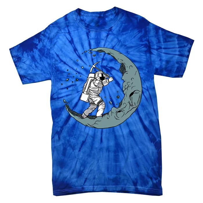 Astronaut Mining Moon With Pickaxe Graphic Cute Gift Tie-Dye T-Shirt