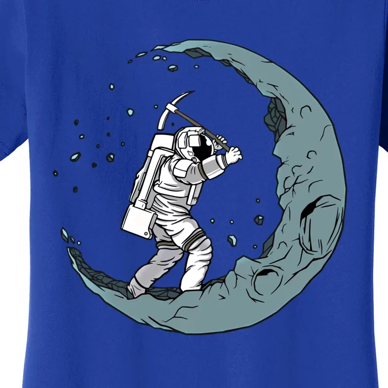 Astronaut Mining Moon With Pickaxe Graphic Cute Gift Women's T-Shirt