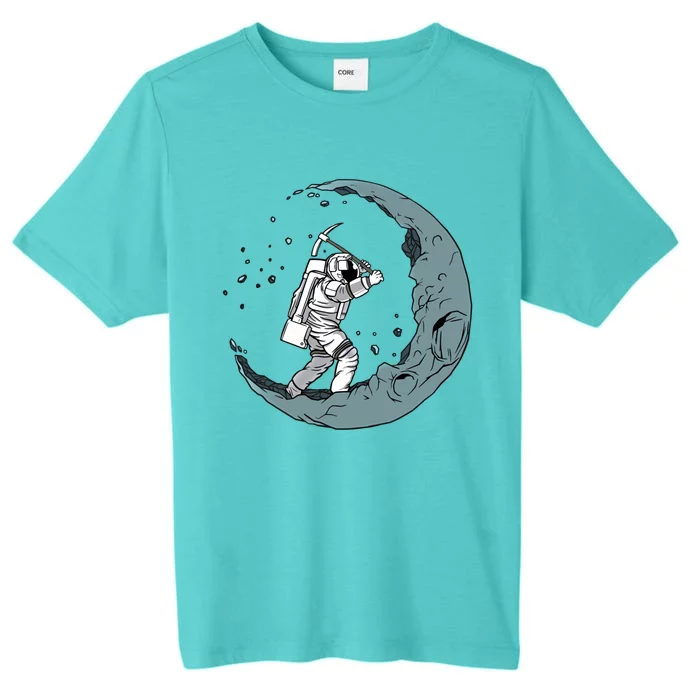 Astronaut Mining Moon With Pickaxe Graphic Cute Gift ChromaSoft Performance T-Shirt