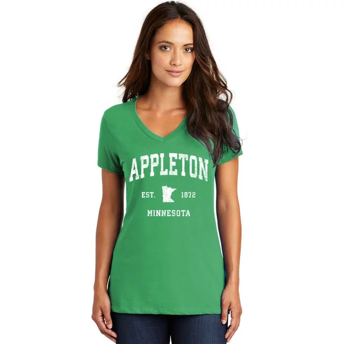 Appleton Minnesota Mn Vintage Athletic Women's V-Neck T-Shirt