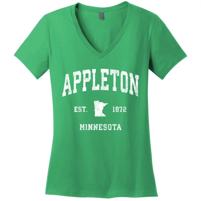 Appleton Minnesota Mn Vintage Athletic Women's V-Neck T-Shirt