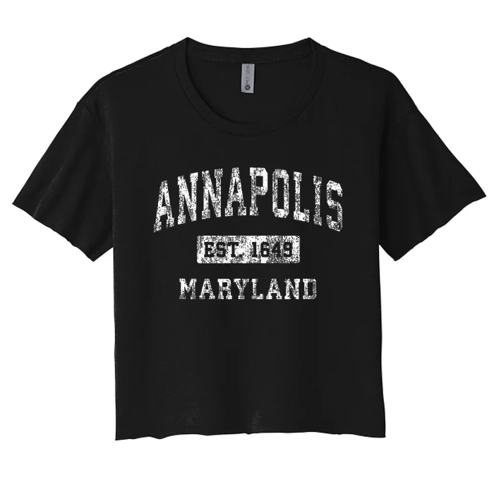 Annapolis Maryland Md Vintage Established Sports Design Women's Crop Top Tee