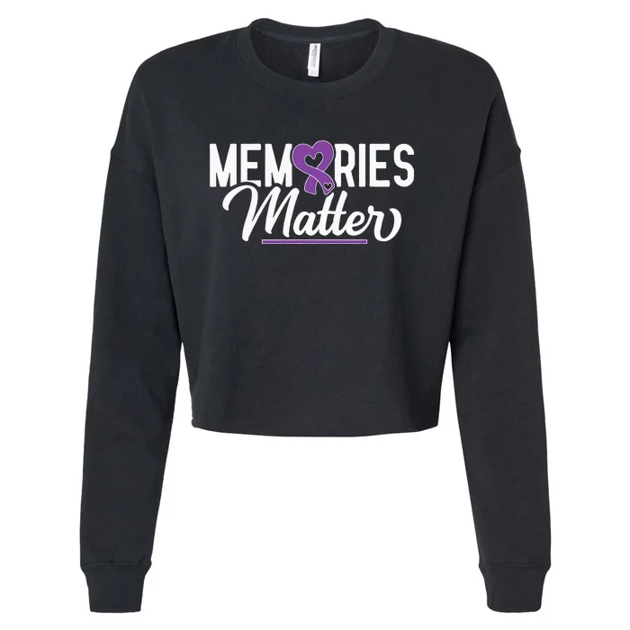 Alzheimer Memories Matter Purple Ribbon Dementia Warrior Cropped Pullover Crew