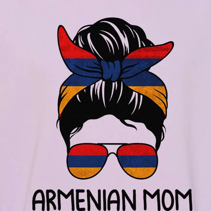 Armenian Mom Messy Bun Sunglasses Flag Mothers Day Garment-Dyed Sweatshirt