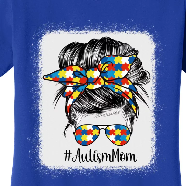 Autism Mom Messy Bun Hair Meaningful Gift Women's T-Shirt