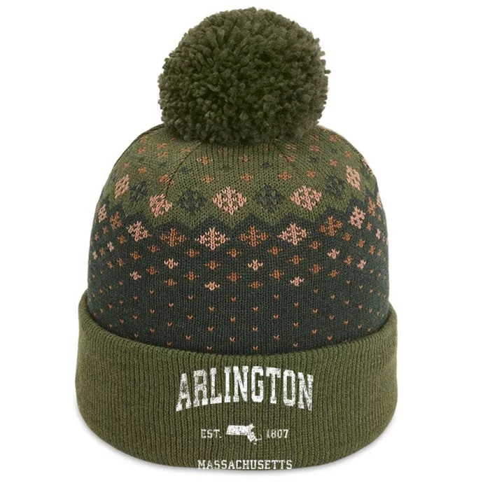 Arlington Massachusetts Ma Vintage Athletic Sports Design The Baniff Cuffed Pom Beanie