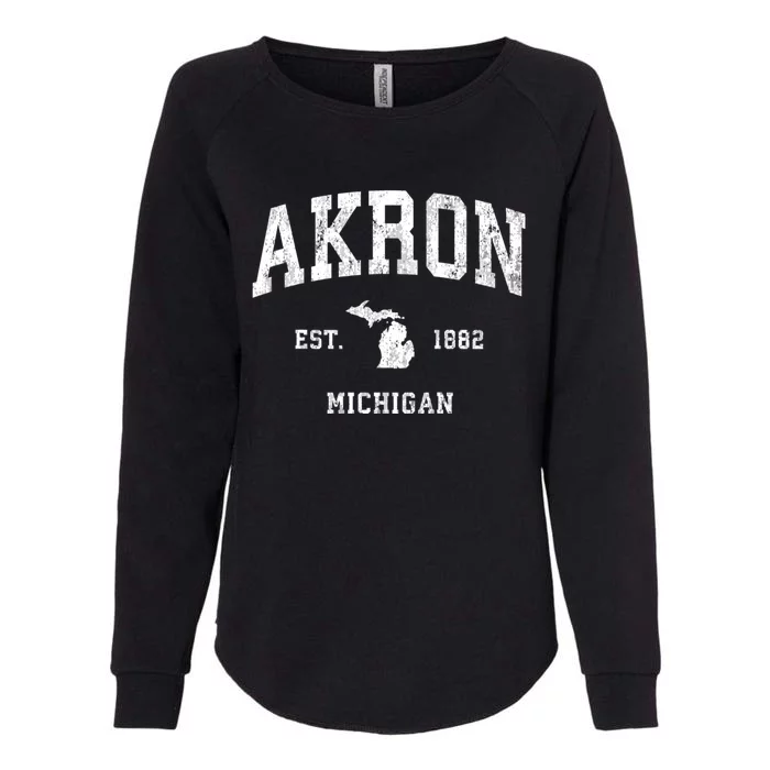 Akron Michigan Mi Vintage Athletic Womens California Wash Sweatshirt