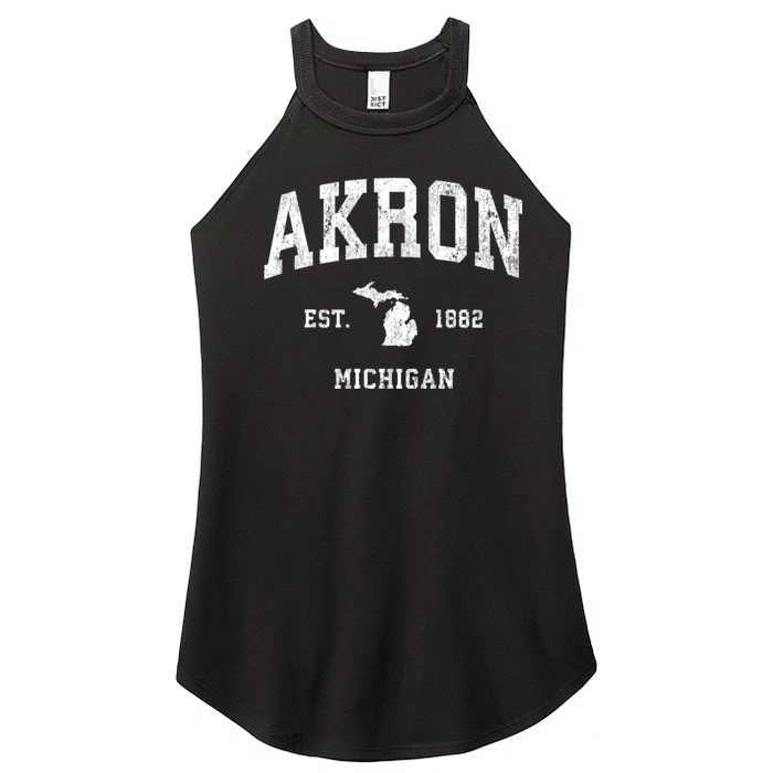 Akron Michigan Mi Vintage Athletic Women’s Perfect Tri Rocker Tank