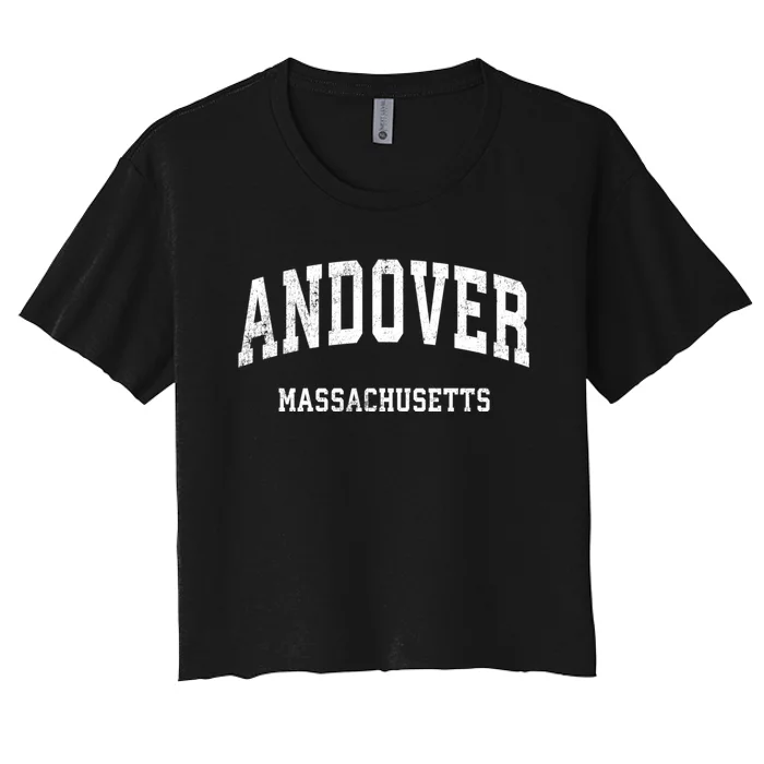 Andover Massachusetts Ma Vintage Athletic Sports Women's Crop Top Tee