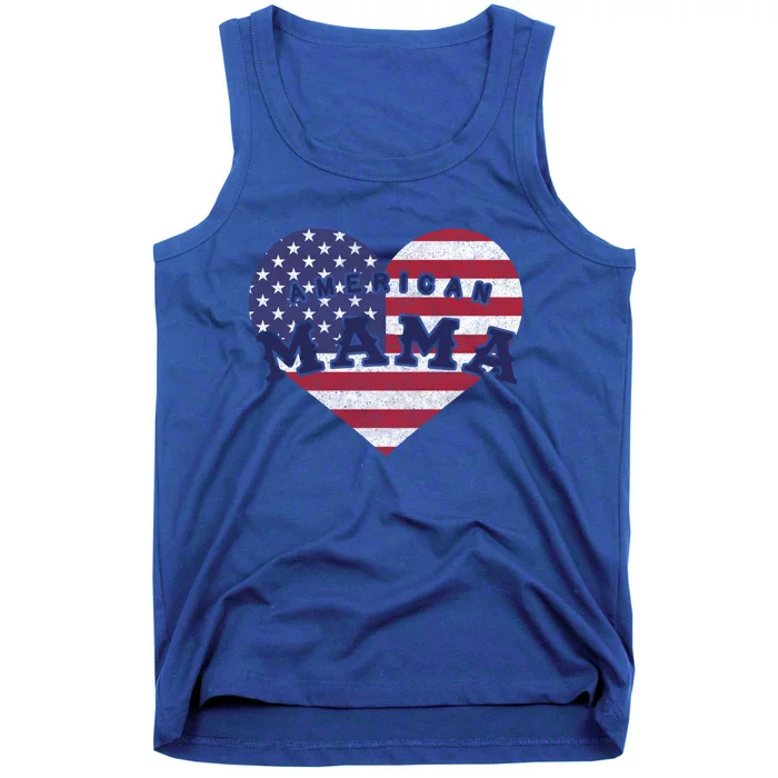 American Mama Meaningful Gift 4th Of July Usa Flag Heart Cute Gift Tank Top