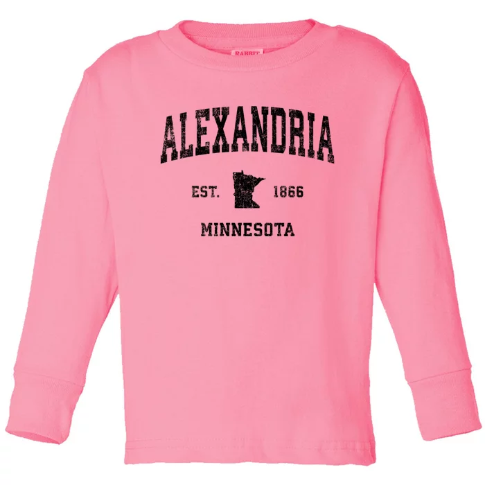 Alexandria Minnesota Mn Vintage Sports Design Established Toddler Long Sleeve Shirt