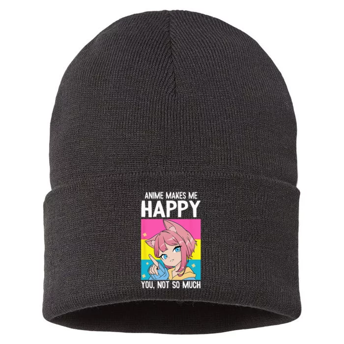 Anime Makes Me Happy You Not So Much LGBT Q Pansexual Pride Sustainable Knit Beanie