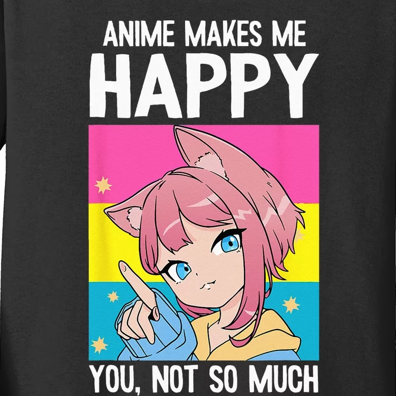 Anime Makes Me Happy You Not So Much LGBT Q Pansexual Pride Kids Long Sleeve Shirt