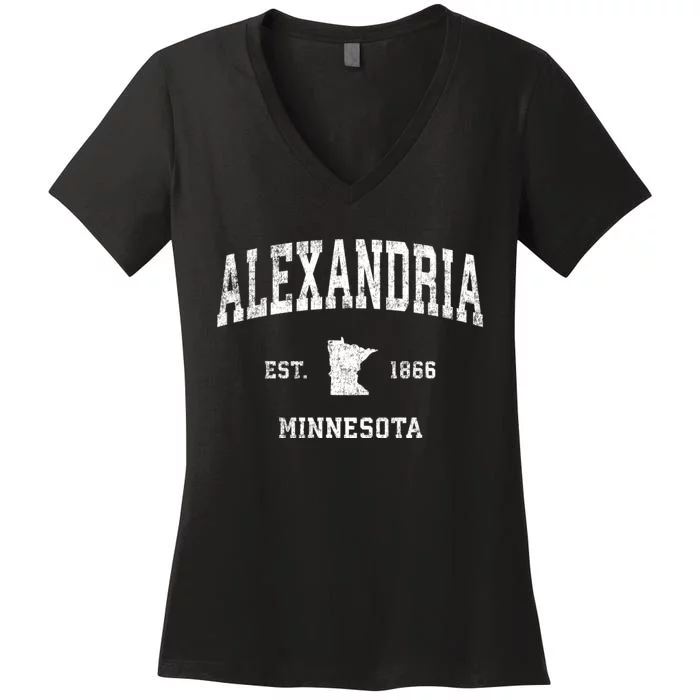 Alexandria Minnesota Mn Vintage Sports Women's V-Neck T-Shirt