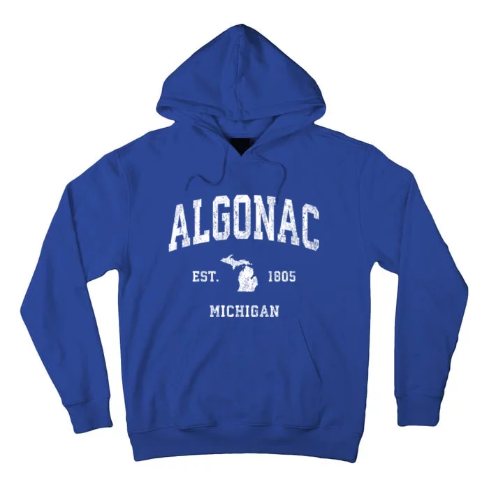 Algonac Michigan Mi Vintage Athletic Sports Tall Hoodie