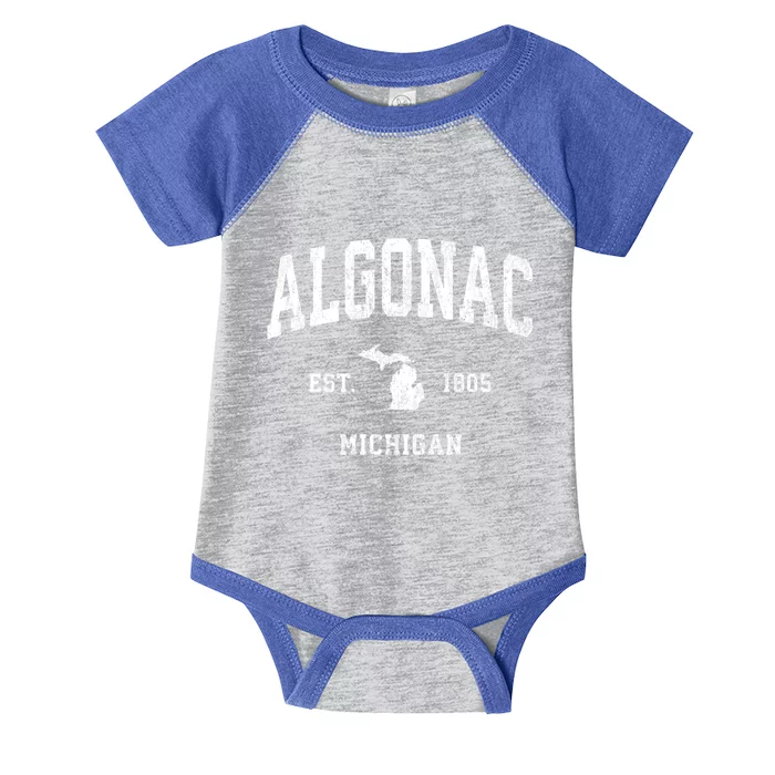 Algonac Michigan Mi Vintage Athletic Sports Infant Baby Jersey Bodysuit