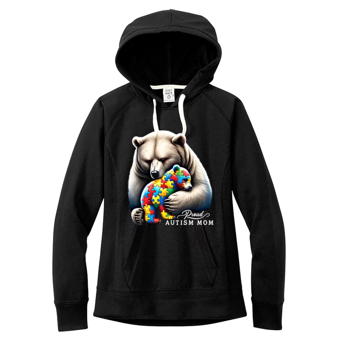 Autism Mama Mom Bear YouLl Never Walkalone Mom Autistic Cute Gift Women's Fleece Hoodie