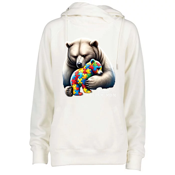 Autism Mama Mom Bear YouLl Never Walkalone Mom Autistic Cute Gift Womens Funnel Neck Pullover Hood