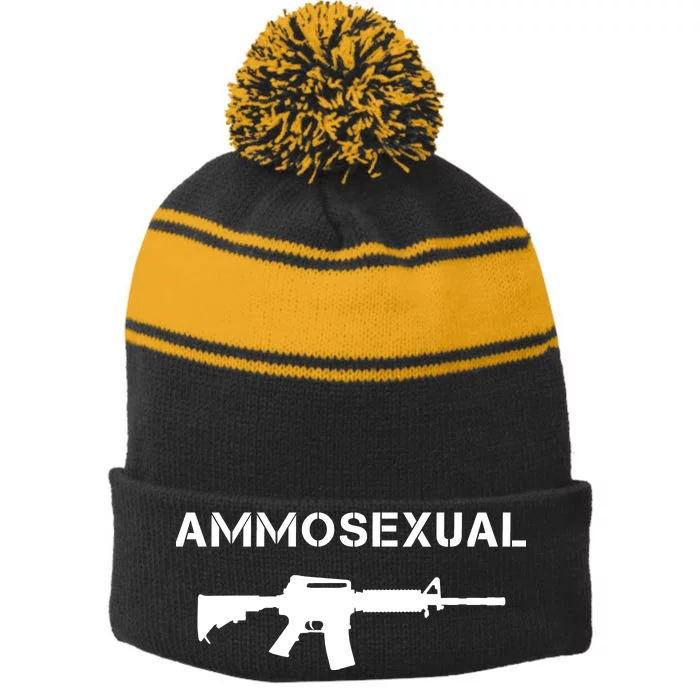 Ammosexual Pro Guns Stripe Pom Pom Beanie