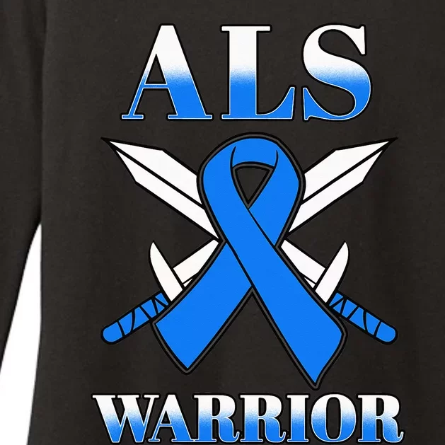 ALS Motor Neurone Disease Amyotrophic Lateral Sclerosis Blue Womens CVC Long Sleeve Shirt