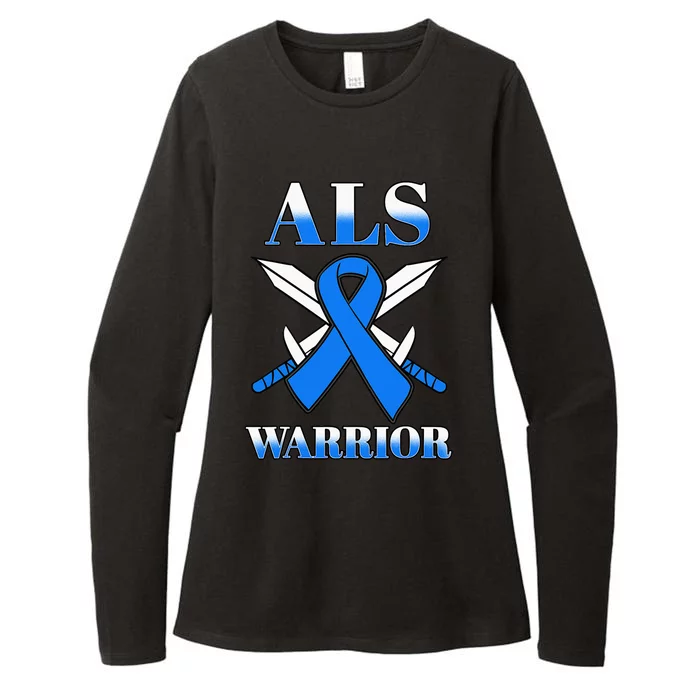 ALS Motor Neurone Disease Amyotrophic Lateral Sclerosis Blue Womens CVC Long Sleeve Shirt