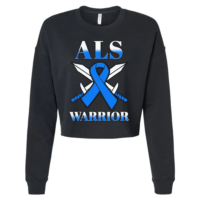 ALS Motor Neurone Disease Amyotrophic Lateral Sclerosis Blue Cropped Pullover Crew