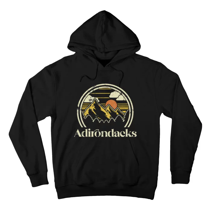 Adirondacks Mountains New York Vintage Hiking Camp Retro Hoodie