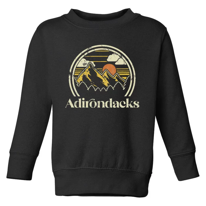 Adirondacks Mountains New York Vintage Hiking Camp Retro Toddler Sweatshirt