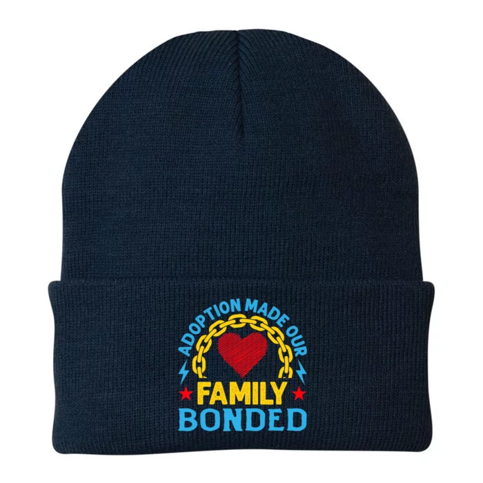 Adoption Made Our Family Bonded Heart From Steel Strong Bond Cute Gift Knit Cap Winter Beanie