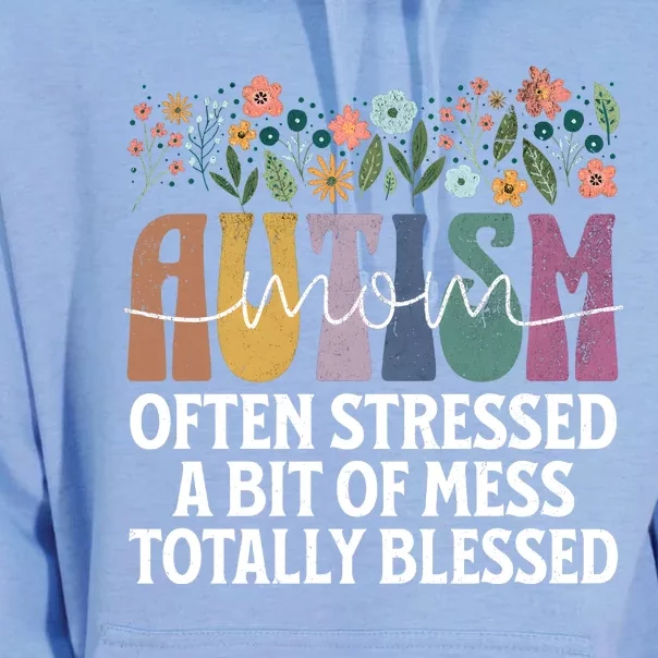 Autism Mom Often Stressed A Bit Of A Mess Totally Blessed Unisex Surf Hoodie