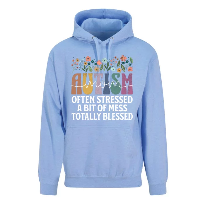 Autism Mom Often Stressed A Bit Of A Mess Totally Blessed Unisex Surf Hoodie