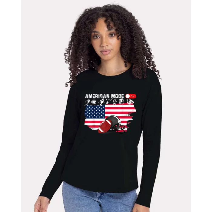 American Mode ON, American Football Womens Cotton Relaxed Long Sleeve T-Shirt