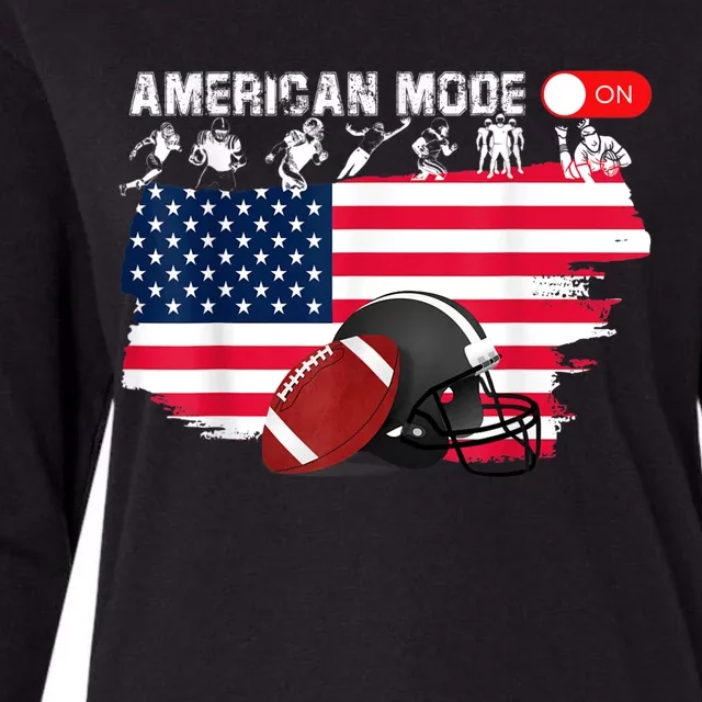 American Mode ON, American Football Womens Cotton Relaxed Long Sleeve T-Shirt