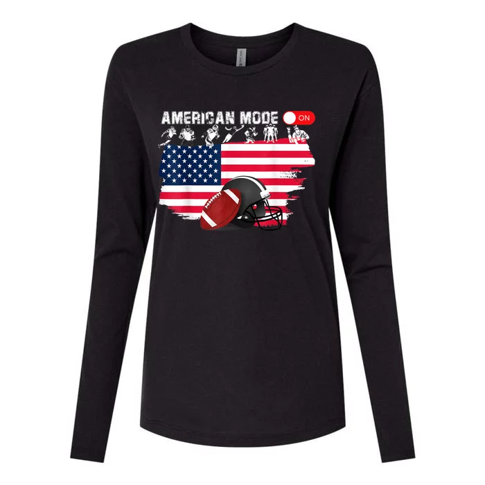 American Mode ON, American Football Womens Cotton Relaxed Long Sleeve T-Shirt