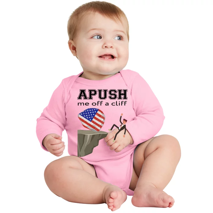 Apush Me Off A Cliff 2024 Ap Exam For Students Funny Trendy Baby Long Sleeve Bodysuit