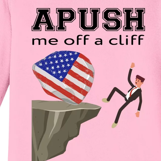 Apush Me Off A Cliff 2024 Ap Exam For Students Funny Trendy Baby Long Sleeve Bodysuit