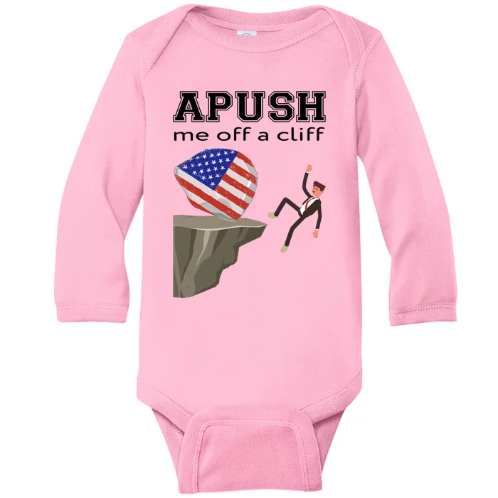 Apush Me Off A Cliff 2024 Ap Exam For Students Funny Trendy Baby Long Sleeve Bodysuit