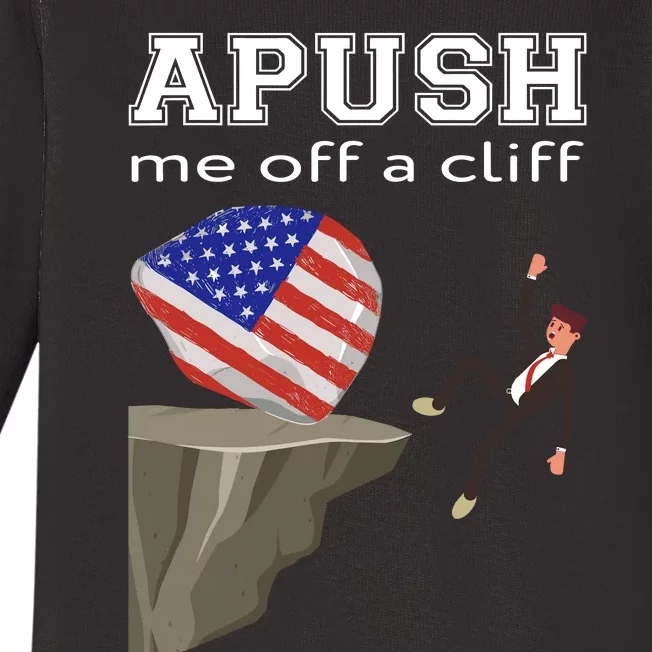 Apush Me Off A Cliff 2024 Ap Exam For Students Funny Trendy Baby Long Sleeve Bodysuit