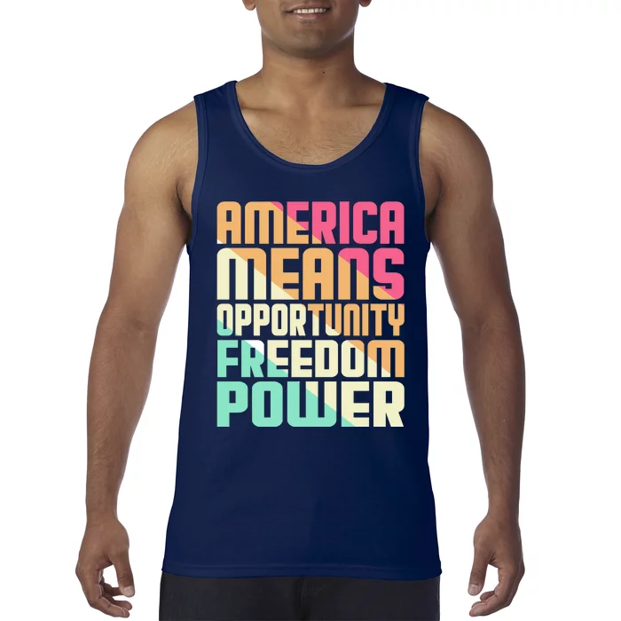 America Means Opportunity Freedom Power Tank Top