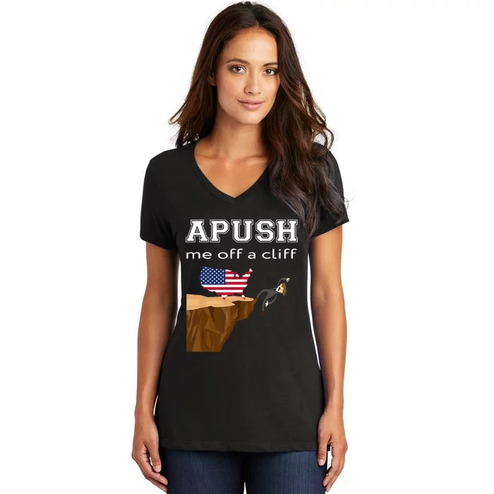 Apush Me Off A Cliff 2024 Ap Exam For Students Funny Trendy Women's V-Neck T-Shirt