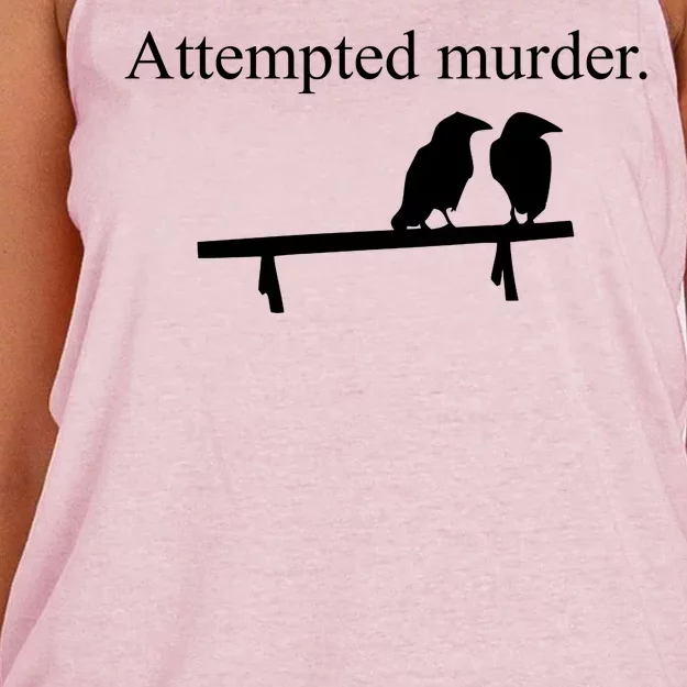 Attempted Murder Of Crows Funny Women's Knotted Racerback Tank