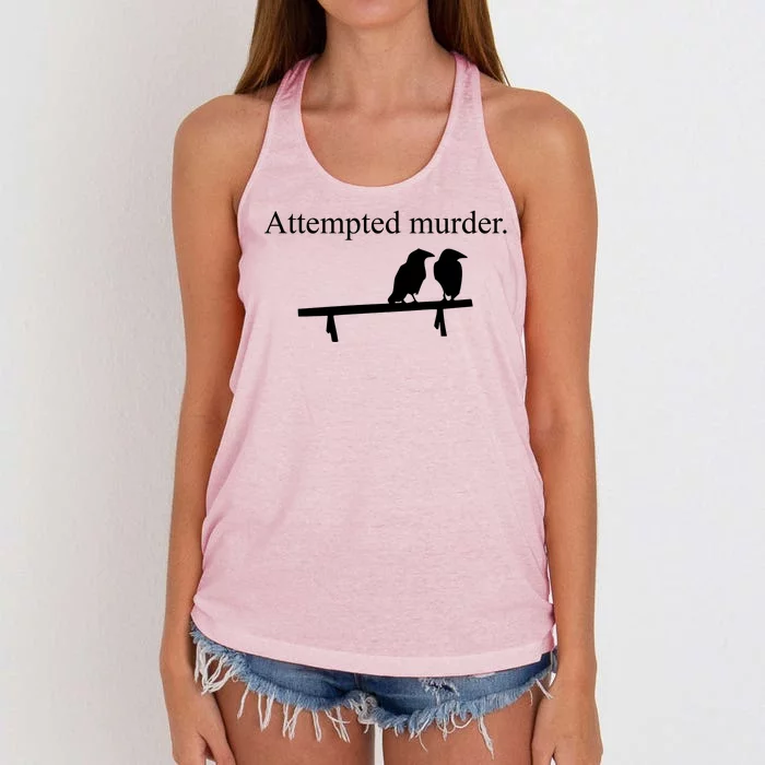 Attempted Murder Of Crows Funny Women's Knotted Racerback Tank