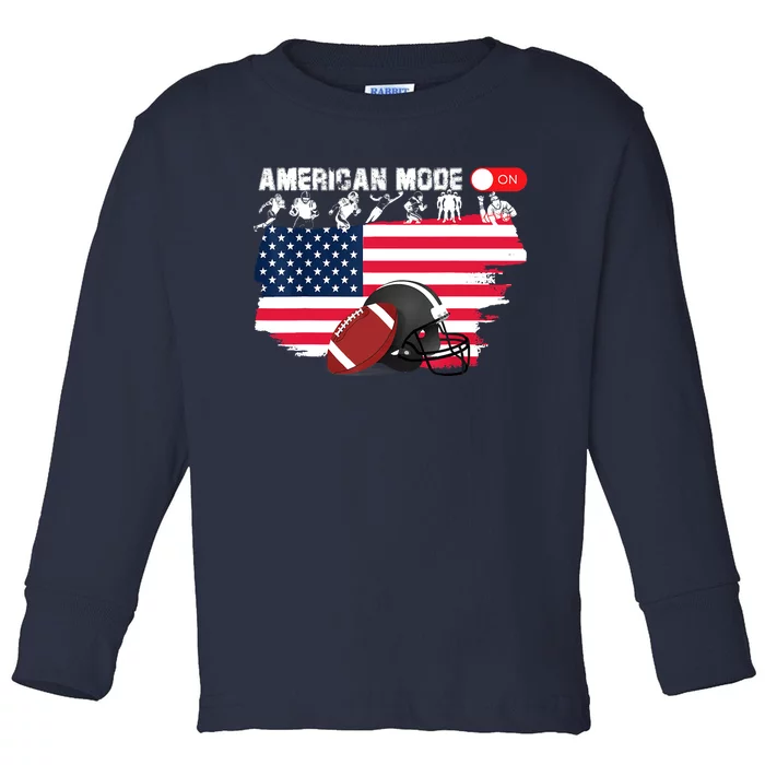 American Mode ON, American Football Toddler Long Sleeve Shirt