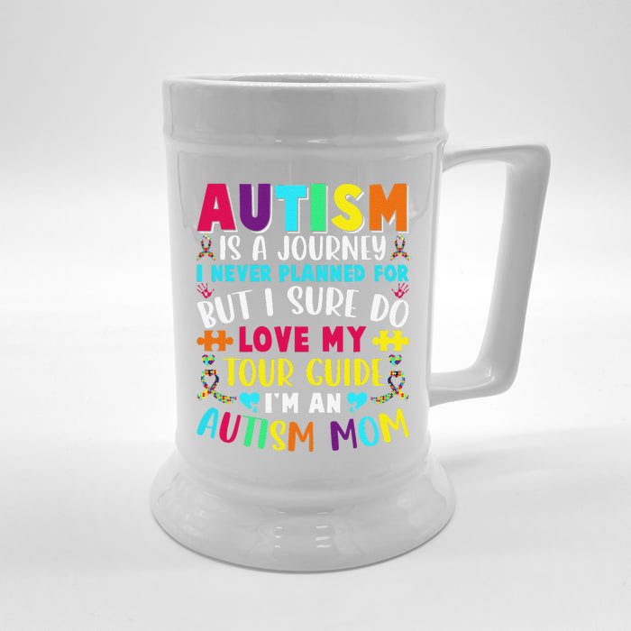 Autism Mom Outfit Autism Awareness Cute Autism Is A Journey Front & Back Beer Stein