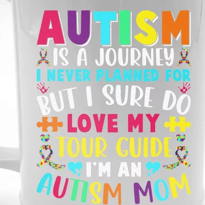 Autism Mom Outfit Autism Awareness Cute Autism Is A Journey Front & Back Beer Stein