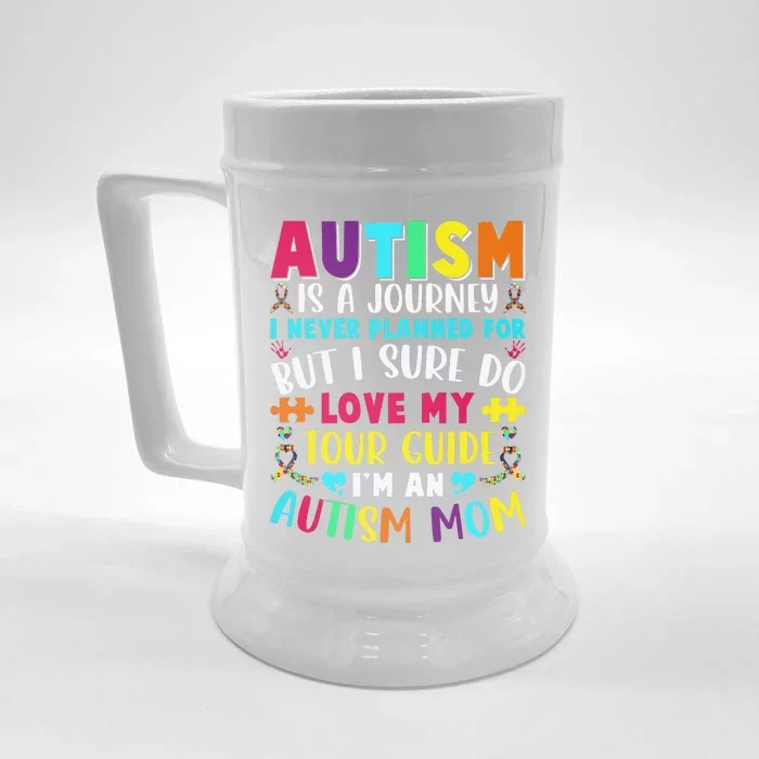 Autism Mom Outfit Autism Awareness Cute Autism Is A Journey Front & Back Beer Stein