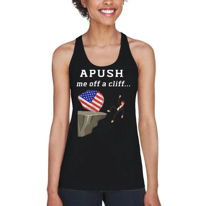 Apush Me Off A Cliff 2024 Ap Exam For Students Funny Trendy Women's Racerback Tank