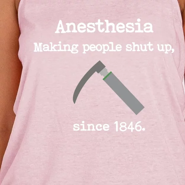 Anesthesia Making People Shut Up Since 1846 Funny Anesthesia Women's Knotted Racerback Tank