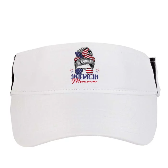 American Momma Patriotic Mom Messy Bun July 4th Independence Adult Drive Performance Visor