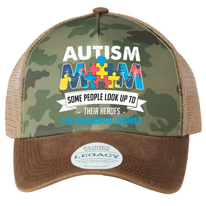 Autism Mom People Look Up To Their Heroes I'm Raising Mine Cool Gift Legacy Tie Dye Trucker Hat